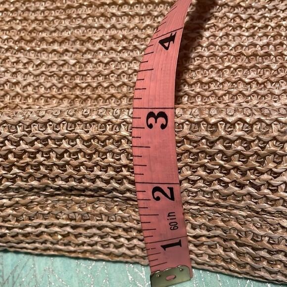 VINTAGE Rosetti Woven Tan Purse With Brown Faux Leather Handles And Trim. - Picture 11 of 13